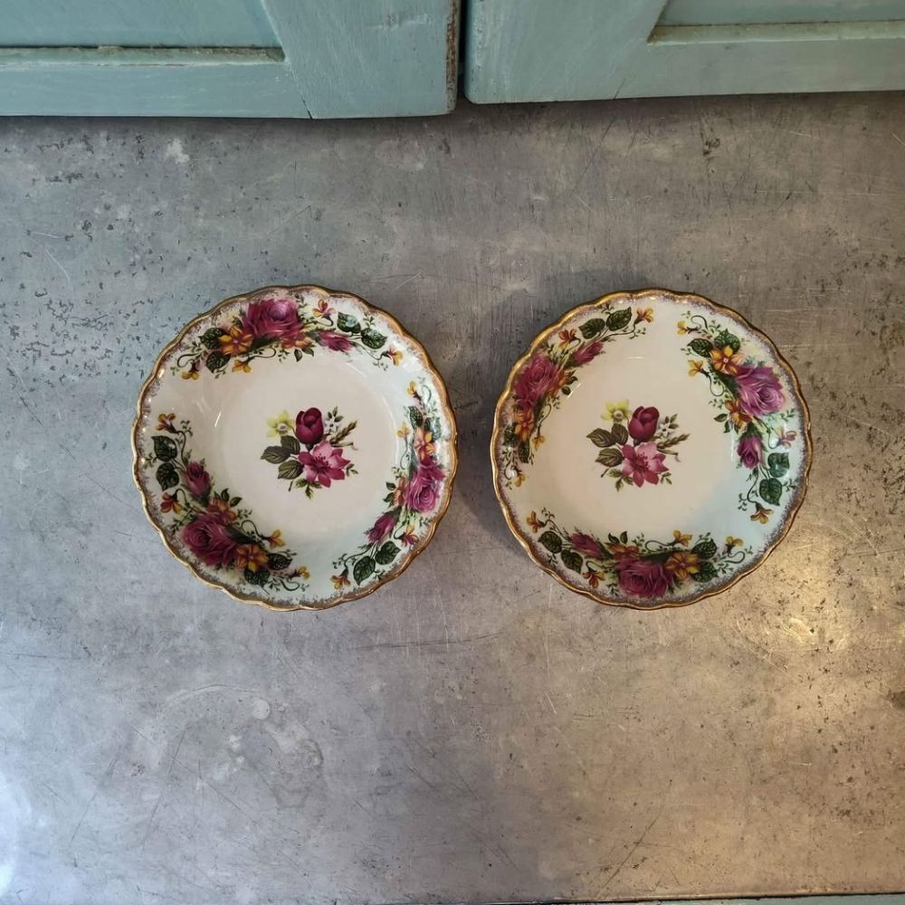 Pair of Princess House Floral Fine Ironstone 5" Bowls Made in England